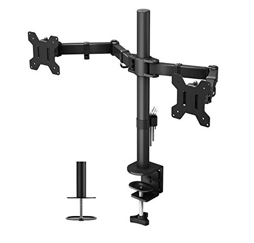 1homefurnitモニターアーム 液晶モニタースタンド デュアルディスプレイスタンド 2画面 13-27インチに対応 VESA:75x75mmまた100x100mm 耐荷重10Kg(各アーム) 黒い