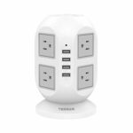 電源タップタワー型 8個ACコンセント分岐 4USBポート付き マルチタップ たこ足配線 延長コード 3M 一括スイッチ oaタップ 雷ガード テーブルタップ