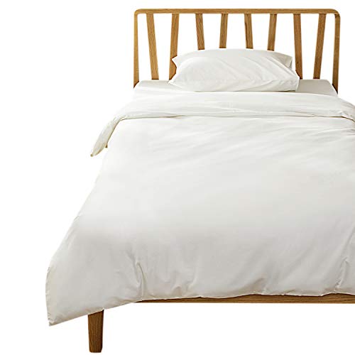 Bedsure 布団カバー 掛け布団カバー ダブル 綿 無地 高級 綿100% かけ布団カバー 単品 190X210cm 掛ふとんカバー 白 ホワイト オールシーズン 8箇所紐付き 全開ファスナー 通気吸湿