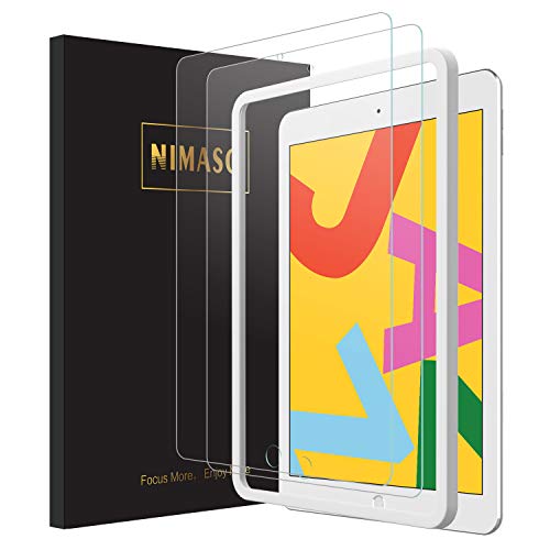【ガイド枠付き】【2枚セット】Nimaso iPad 10.2 インチ (第七世代) 用 フィルム 強化ガラス 液晶保護フィルム