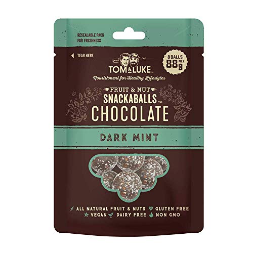 【トム&ルーク】フルーツ&ナッツ チョコレートボール セット(88g X 12袋・ダークミント) グルテンフリー、エナジーボール、砂糖不使用、乳製品不使用、卵不使用、ヘルシースナック、ビーガン、新感覚チョコレート、カバンの中にも、携帯食