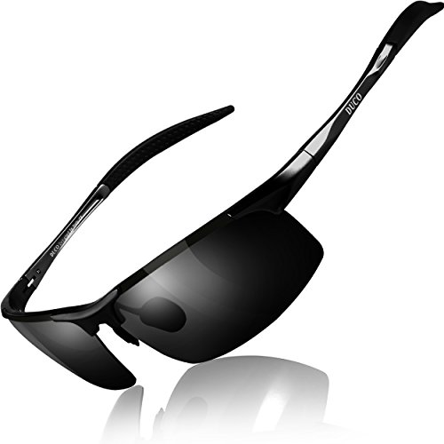 DUCO スポーツサングラス メンズ 偏光サングラス UV400保護 AL-MG合金 超軽量 運転/自転車/釣り/野球/スキー/ランニング/ゴルフ用 8177S