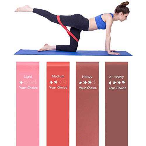 Your Choice エクササイズバンド セラバンド ゴムバンド トレーニングチューブ フィットネス ジム ダイエット シェイプ ヨガ 柔道 筋トレ 美脚 美尻 インナーマッスル 鍛え 強度別4本セット 収納ポーチ付き