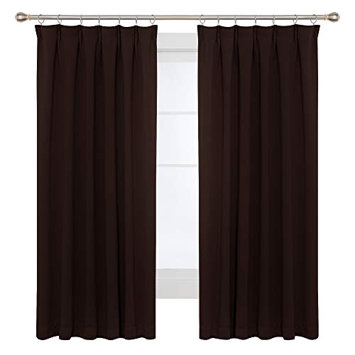 Deconovo 1級遮光 カーテン 全16色 防寒 保温 おしゃれ 断熱 昼夜目隠し UVカット 2枚組 幅100cm丈178cm チョコレート