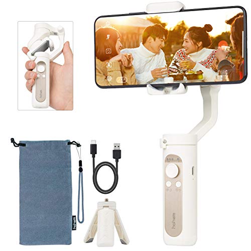 Hohem iSteady X スマホジンバル 折りたたみ式 259g超軽量 片手持ち3軸スタビライザー 手ブレ防止 美容 顔追跡 トラッキングモーション ワンクリックで自動クリップ共有 Vlog作り 自撮り用 iPhone/Android対応 日本語取説付属(白)