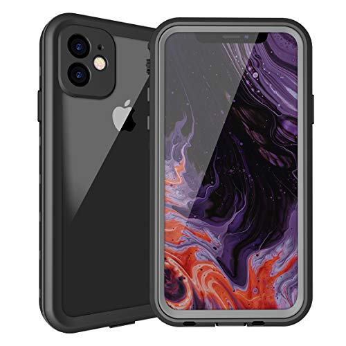 iphone 11防水ケース iphone 11カバー IP68規格 超強防水力 Qi充電対応 フェイスID 指紋認証対応 耐衝撃 防塵 防雪 衝撃吸収 操作便利 アイフォン 11 防水ケース(ブラック6.1インチ)