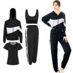 （シュアナウ）SURENOW レディース ヨガウェア スポーツウェア 4点セット 伸縮性 吸汗速乾 トレーニング ランニング 上下セット パッド入り 春夏秋冬