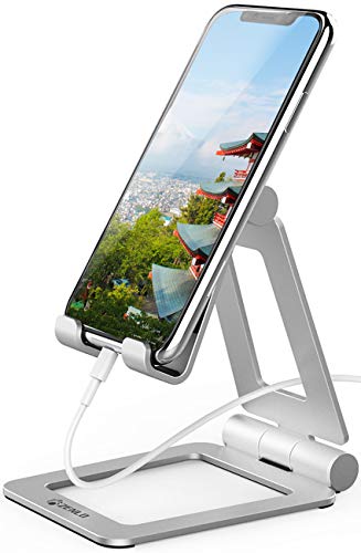 ZENLO スマホスタンド スマホホルダー 携帯スタンド スマホスタンド 卓上 タブレット スタンド アルミ製 折りたたみ式 滑り止め 角度調節可能 スマホ充電サポート 収納袋付き 4~11インチ対応 ipad/iPhone/Android多機種対応 (シルバー)