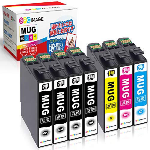 GPC Image エプソン MUG-4CL マグカップ インク 合計7本 (MUG 4色パック+ MUG-BK 3本) EW-452A EW-052A 互換インク 残量表示機能 2年保証 個包装 大容量