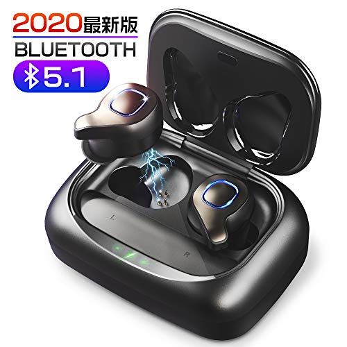 【令和最新Bluetooth5.1 一瞬接続】bluetooth5.1 イヤホン 第4世代 ワイヤレス ブルートゥース イヤホン IPX7防水 左右分離型 自動ペアリング CVC8.0ノイズキャンセリング Siri対応 マイク付き 音量調節可能 3500mAh充電ケース付き 自動電源ON/OFF AAC対応 PSE&技適認証済み iPhone/iPad/Android適用 (ブラック)