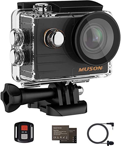 MUSON(ムソン) アクションカメラ 4K高画質 2000万画素 手振れ補正 170度広角レンズ 1050mAhバッテリー2個 WiFi搭載 外部マイク対応 スポーツアクションカメラ リモコン付き 40M防水 2インチ液晶画面 HDMI出力 カメラアクション ドライブレコーダーとして使用可能 水中カメラ ウェアラブルカメラ メーカー1年保証 GO1