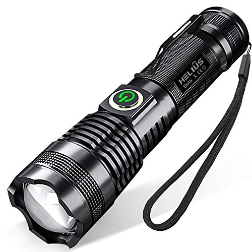 【2020新登場】Helius Beta X LED懐中電灯 強力 ズーム式 超高輝度3000ルーメン CREE XHP50クアッドコア ハンディライト 充電式 ledライト 5モード 防水 停電 軍用 災害用 キャンプ アウトドア 夜釣り アルミ合金 18650、26650チウム電池が適用 (クリップ付き、USBケーブル、 吊りロープ、電池カバー、単4形電池ホルダー&PSE認証18650リチウム電池付属)