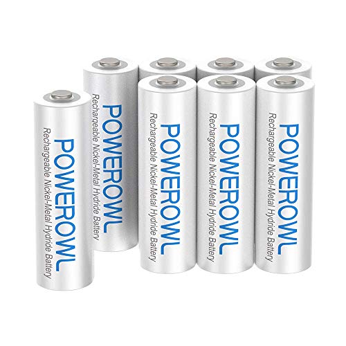 Powerowl単4形充電式ニッケル水素電池8個セット 大容量 自然放電抑制 環境保護 電池収納(1000mAh、约1200回循環使用可能)