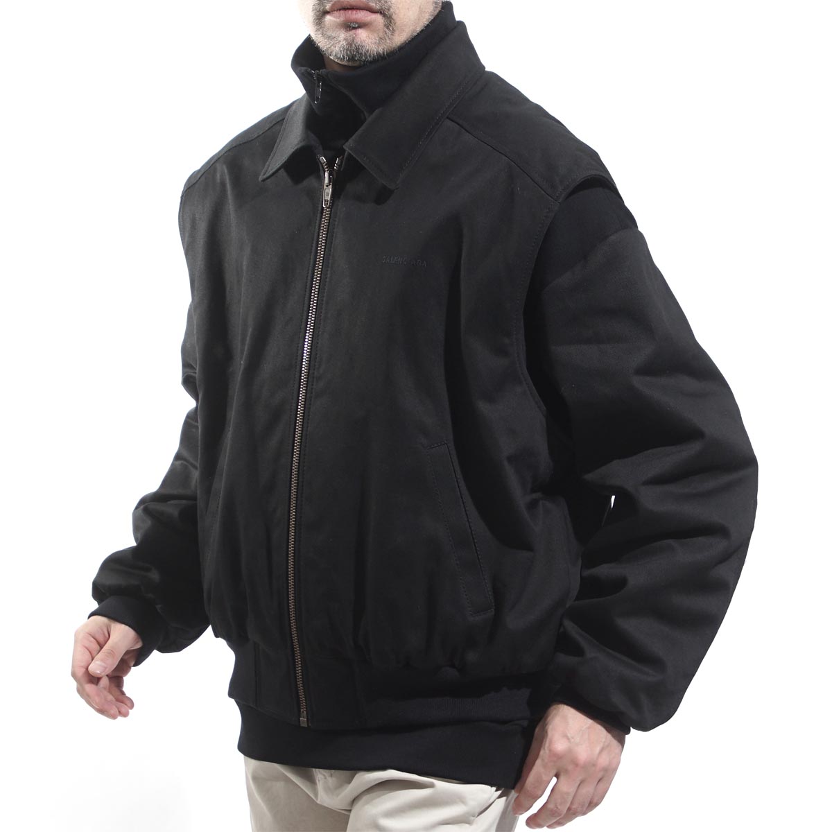 【8/11 9:59まで! 50%OFFクーポン対象】【アウトレット】バレンシアガ BALENCIAGA ジップアップ ブルゾン ブラック メンズ ベスト ニット スウェット アウター 556233 tdp11 1000 TWINSET BLOUSON ツインセット ブルゾン【返品送料無料】【ラッピング無料】