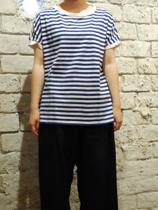【クーポン割引あり】【sale セール】【15%OFF】NARU(ナル)天竺ボーダー半袖ワイドTシャツ 619141【メール便OK】