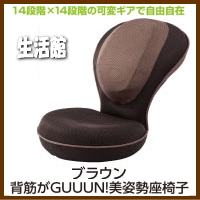 ●あす楽(1030円クーポン)【背筋がGUUUN 美姿勢座椅子(色:ブラウン)】【送料無料】2つの14段階リクライニング機能!腰が辛い、背中がはる人に 背筋がGUUUN(グーン)美姿勢座椅子 背筋がGUUUN!!美姿勢座椅子 背筋がGUUUN美姿勢座椅子【★】送料無料