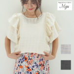 ＼楽天マラソン限定!40％クーポン配布中♪／【袖フリルチェックシアーブラウス(myu641)】綿100 トップス カットソー Tシャツ 半袖 半そで 美ライン 夏物 楽ちん レディース Myu 5980【メール便OK】2006 メル2