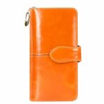 EGRD 財布 レディース レザー 牛革 ウォレット コインスルー 長財布 大容量 小銭入れ付 RFID＆磁気スキミング防止 カードケース スマホ入れ可 10カード入れ&4お札入れ 高級感あり 手触り良い 自分用 母/女性/彼女のプレゼントに最適 (ブラウン)